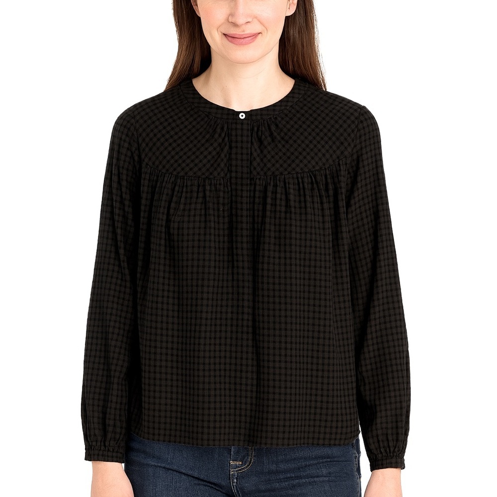Ann Taylor LOFT Long Sleeve Checkered Top, XS